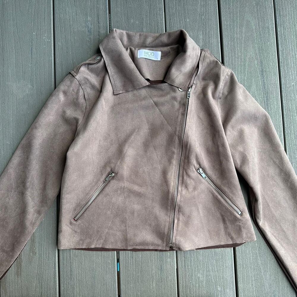 Brown faux suede jacket